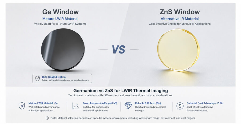 Germanium and ZnS infrared window material comparison