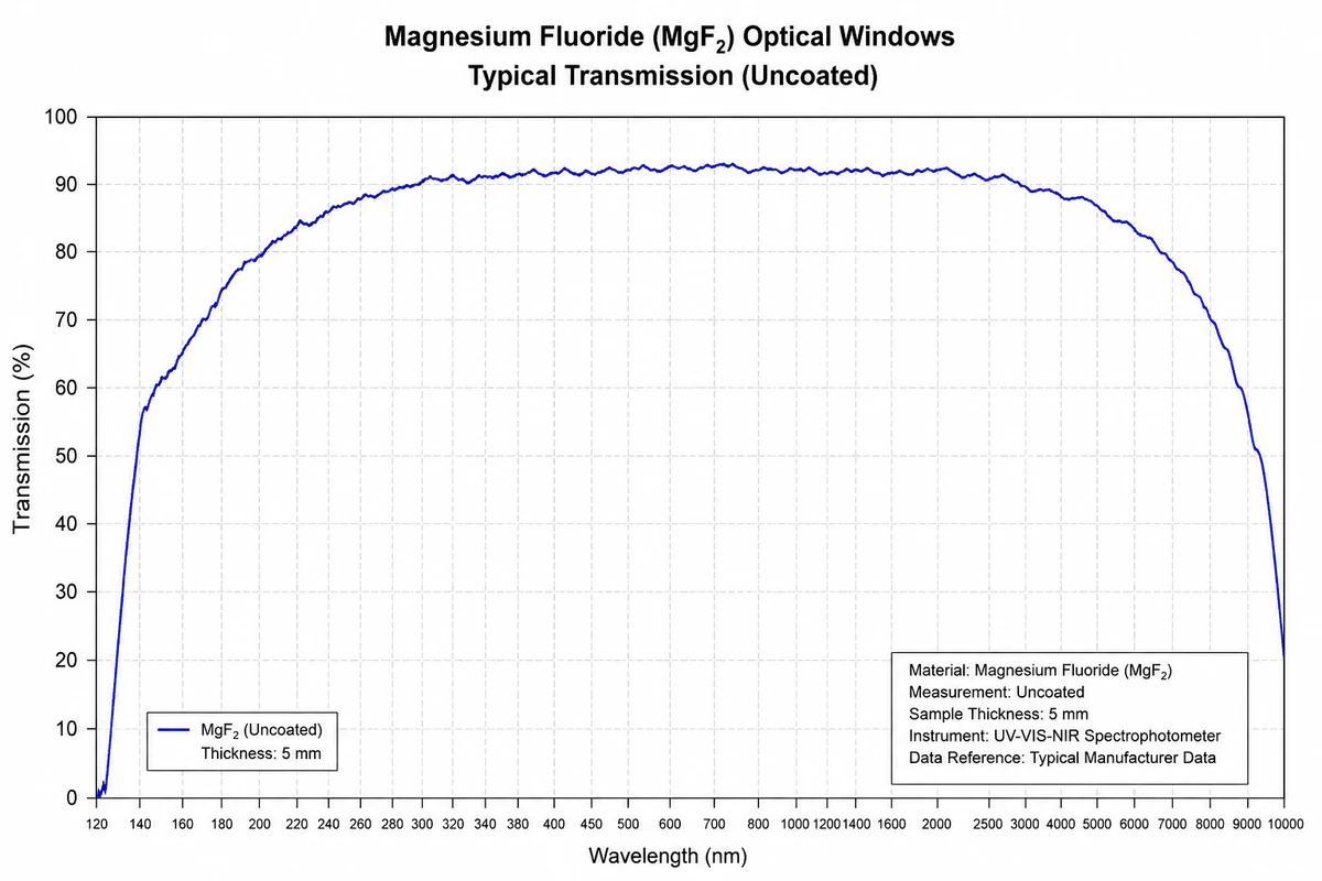 Magnesium Fluoride Optical Windows Transmission Curve