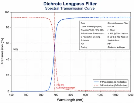 Dichroic Longpass Filter Spectral Transmission Curve