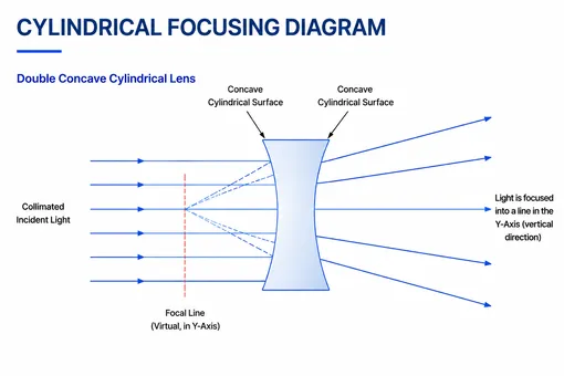Double Concave Cylindrical Lens Geometry and Optical Principle