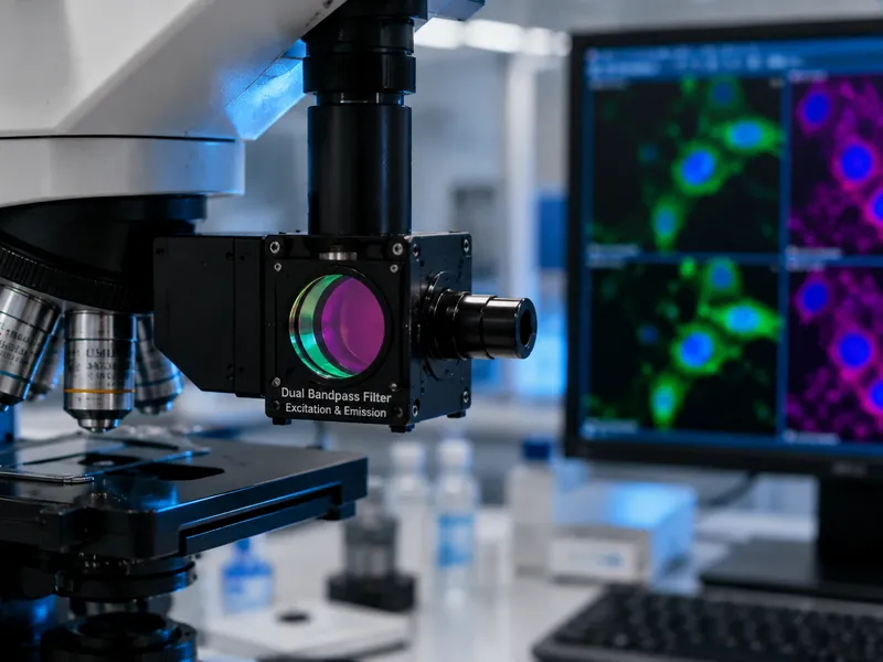 Dual Bandpass Filter in Multi-Wavelength Fluorescence and Machine Vision Systems