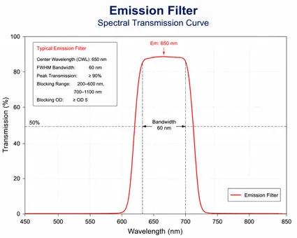 Emission Filter Spectral Transmission Curve