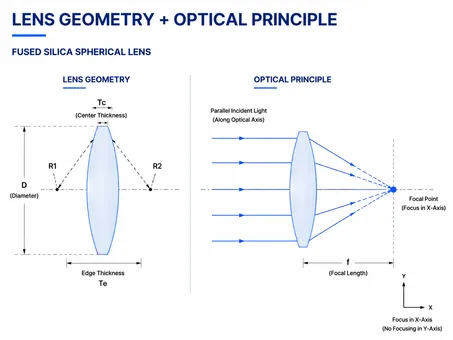 Fused Silica Spherical Lens Geometry and Optical Principle