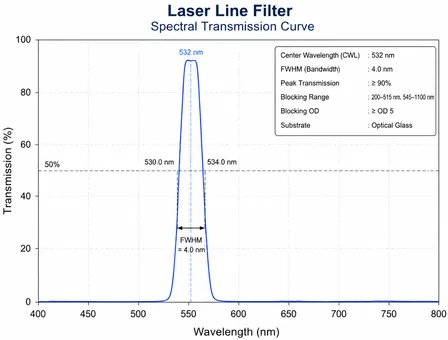 Laser Line Filter Spectral Transmission Curve