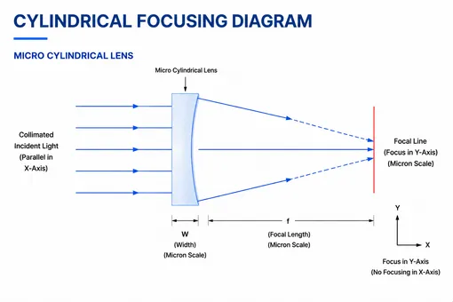 Micro Cylindrical Lens Geometry and Optical Principle