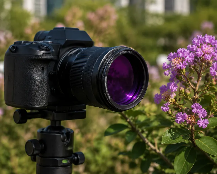 Narrow Bandpass Filter Mounted on a Camera Lens for Imaging Applications