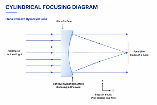 Plano Concave Cylindrical Lens Geometry and Optical Principle