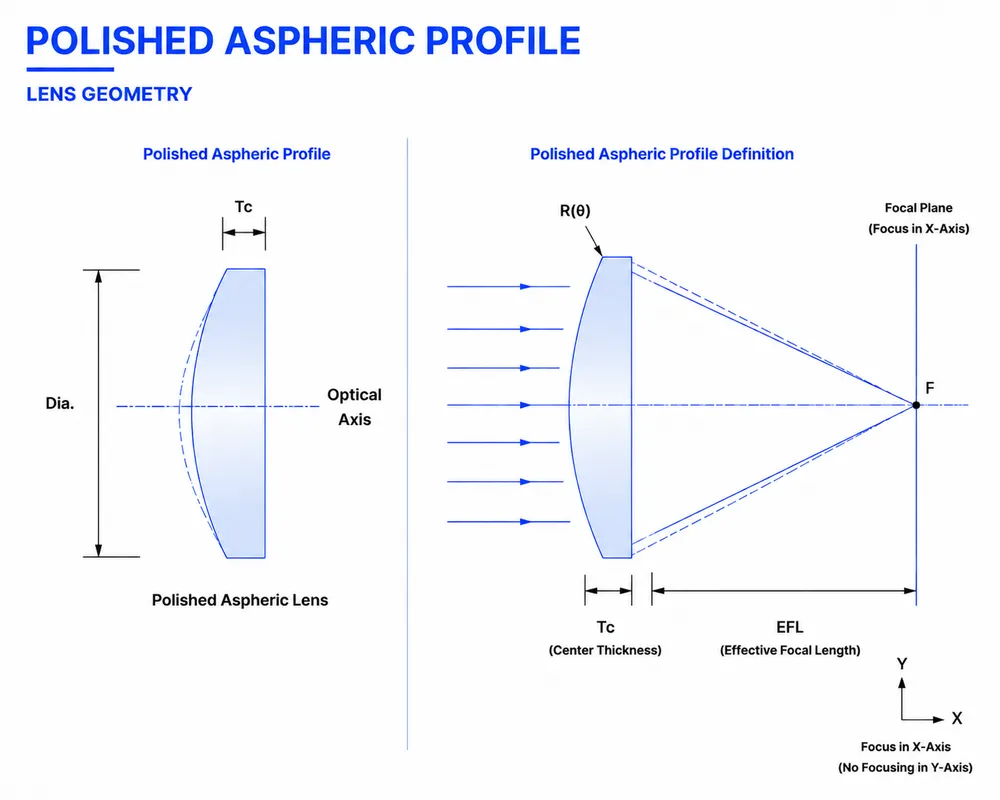 Aspheric Lens Profile Comparison Diagram