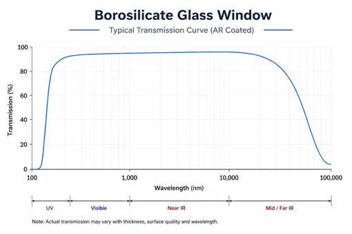 Borosilicate Glass Window Spectral Transmission Curve