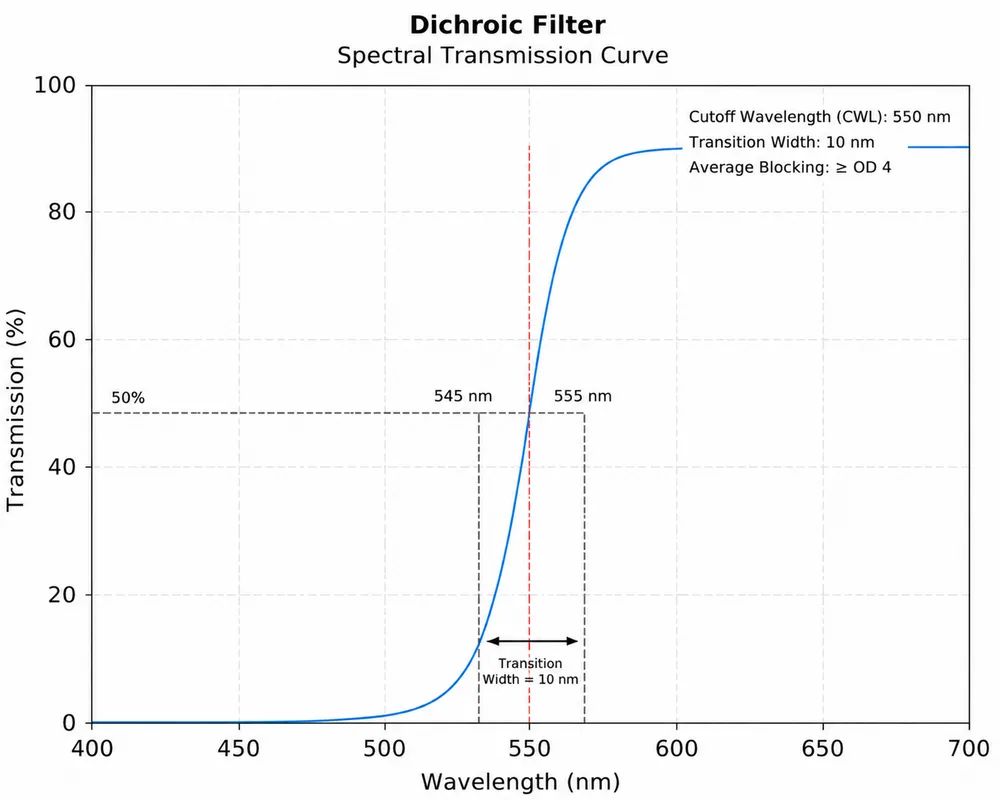 Dichroic Filter Spectral Transmission Curve