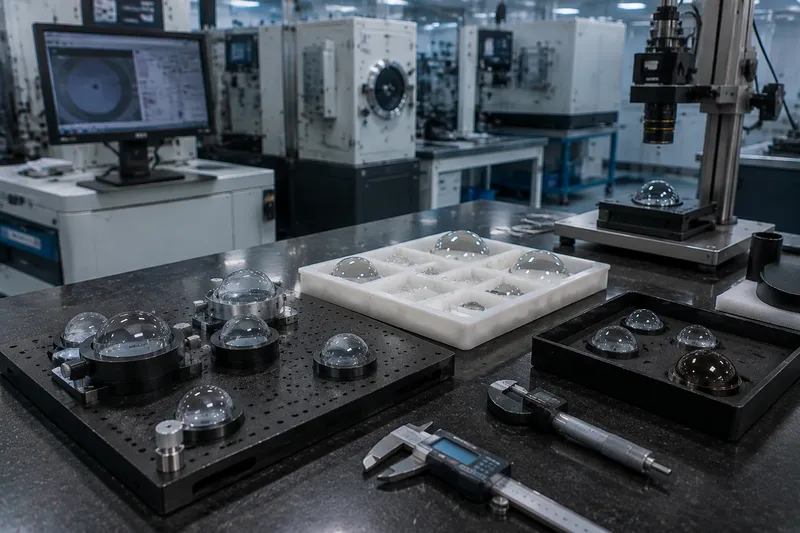 Chenyu Optics optical dome manufacturing facility – spherical polishing and inspection