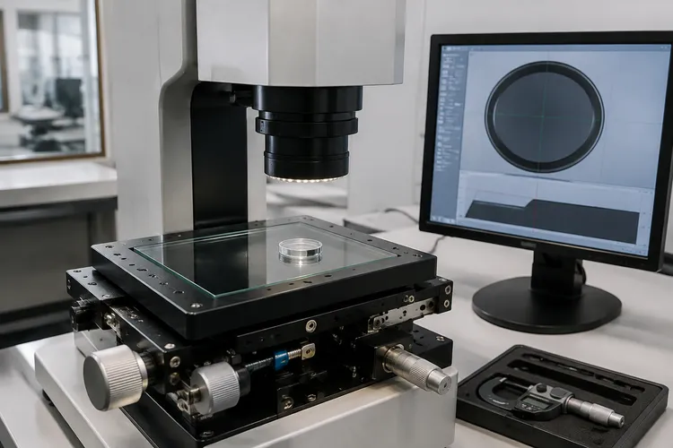 Dimensional inspection of optical components