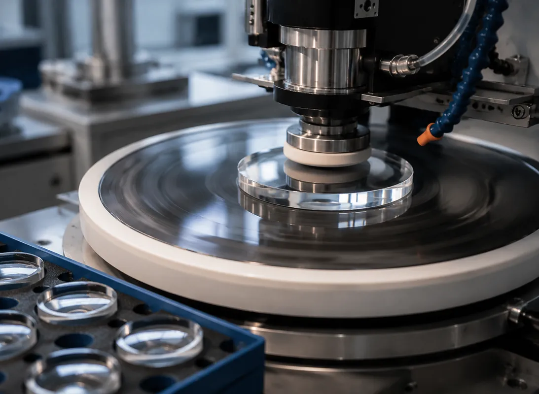Optical polishing process in a controlled manufacturing environment