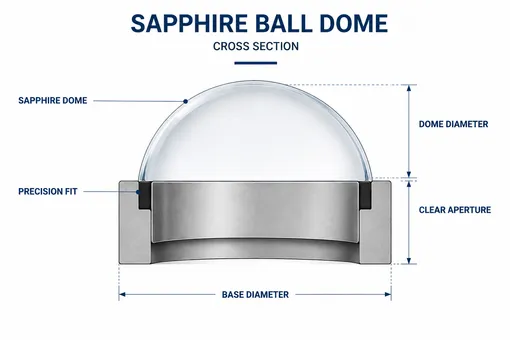 Sapphire Optical Dome Cross-Section Diagram