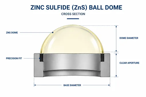 Zinc Sulfide Optical Dome Cross-Section Diagram