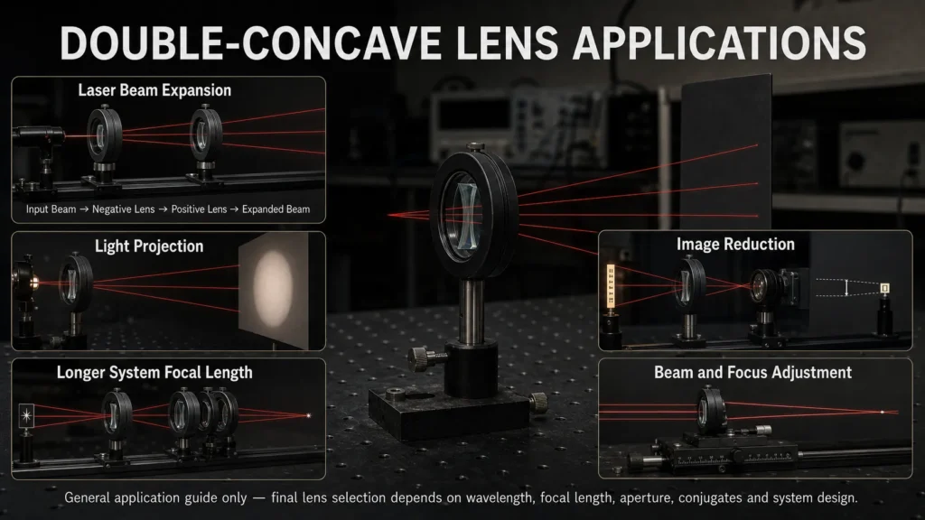 common uses and applications of double concave lenses