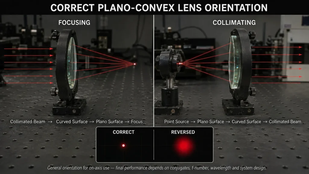 correct plano convex lens orientation