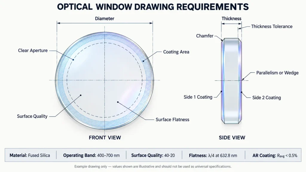 Optical window drawing requirements