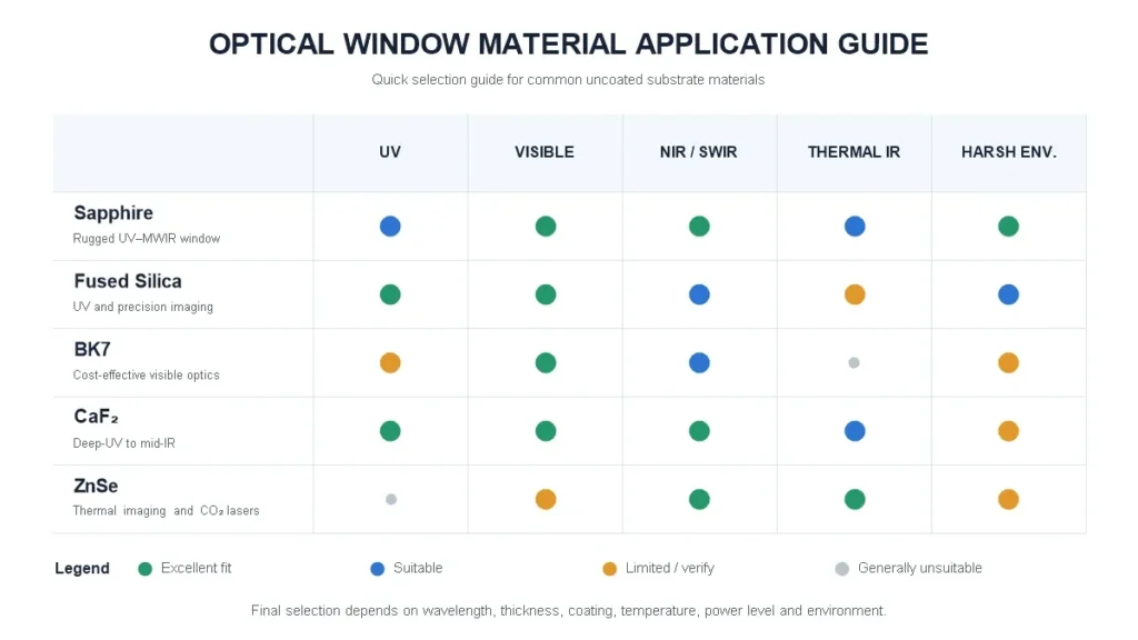 optical window material application guide