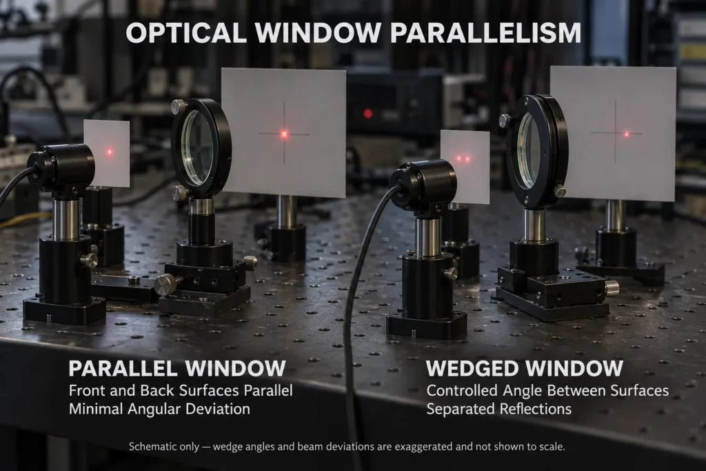 Parallel and wedged optical window comparison