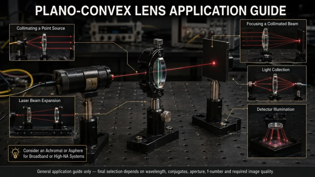 Typical plano-convex lens applications
