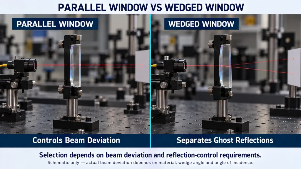 parallel optical window vs wedged window