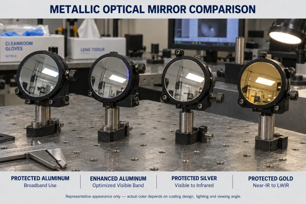 protected aluminum enhanced aluminum silver and gold mirrors